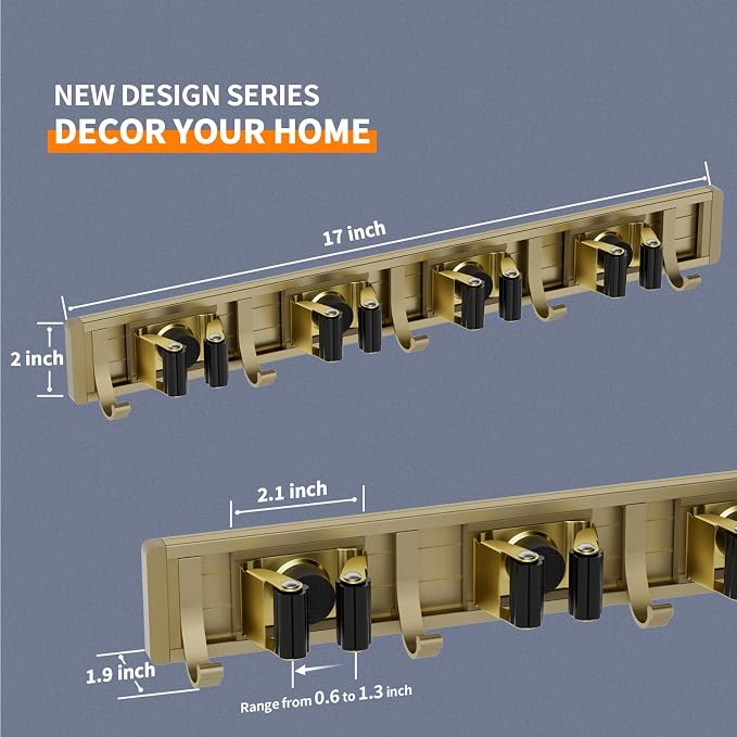 reliahom Broom Holder Wall Mount, 4 Racks - Image 6