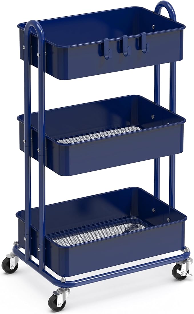 Simple Houseware 3-Tier Heavy Duty Metal Utility Rolling Cart by SimpleHouseware