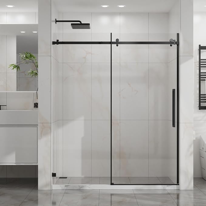Frameless Shower Door 60" W x 72" H, 1/4" Clear Tempered Glass, Sliding Design - Image 9