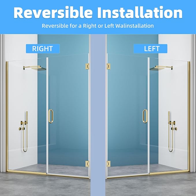 Pivot Shower Door, Adjustable Width 58.5-60" W x 76" H Hinged Shower Glass Door - Image 4