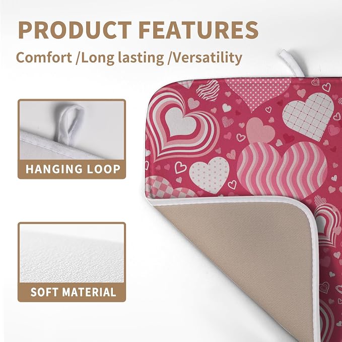 Valentine's Day Red Pink Love Heart Drying Mat - Image 3