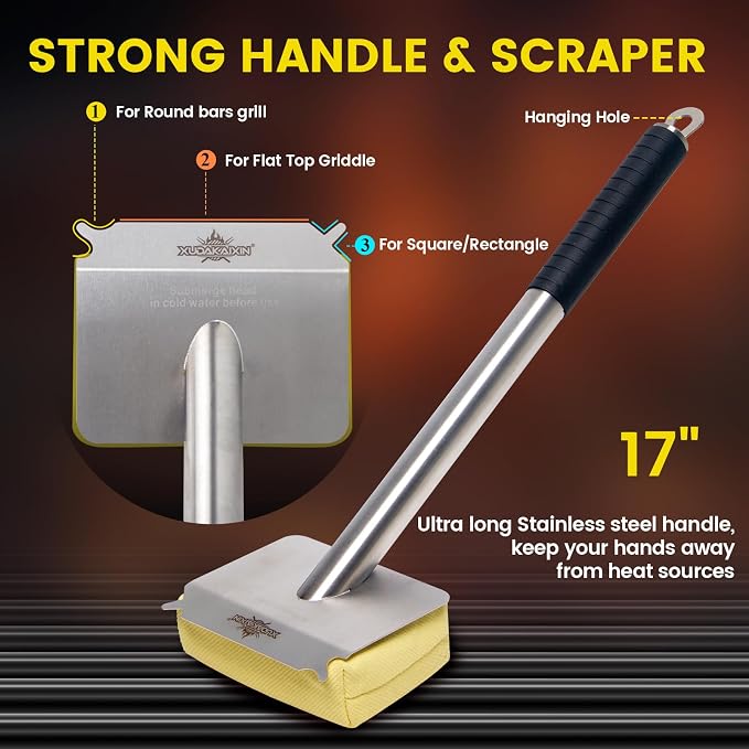Grill Brush Bristle Free, BBQ Replaceable Scraper Cleaning Head, Safe Grill - Image 4