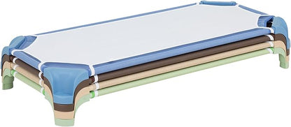 Sprogs Heavy-Duty Stackable Standard Size 52"L Daycare Cots for Kids and Toddlers, Stacking Preschool Classroom Kids Cots for Sleeping, Resting, Naptime, Pack of 12, Natural Colors