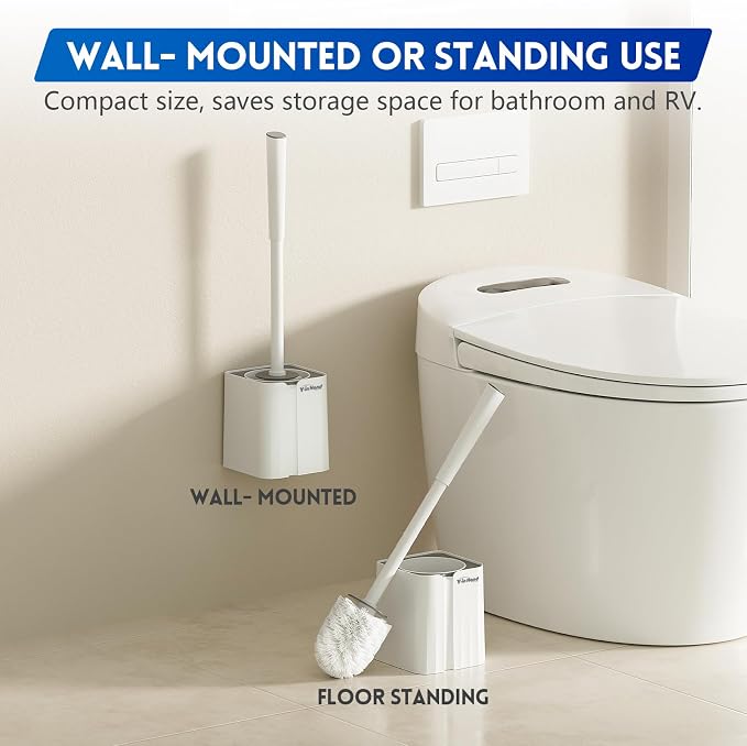 Toilet Brush and Holder Set, 2 Pack Toilet Scrubber, Compact Size - Image 6