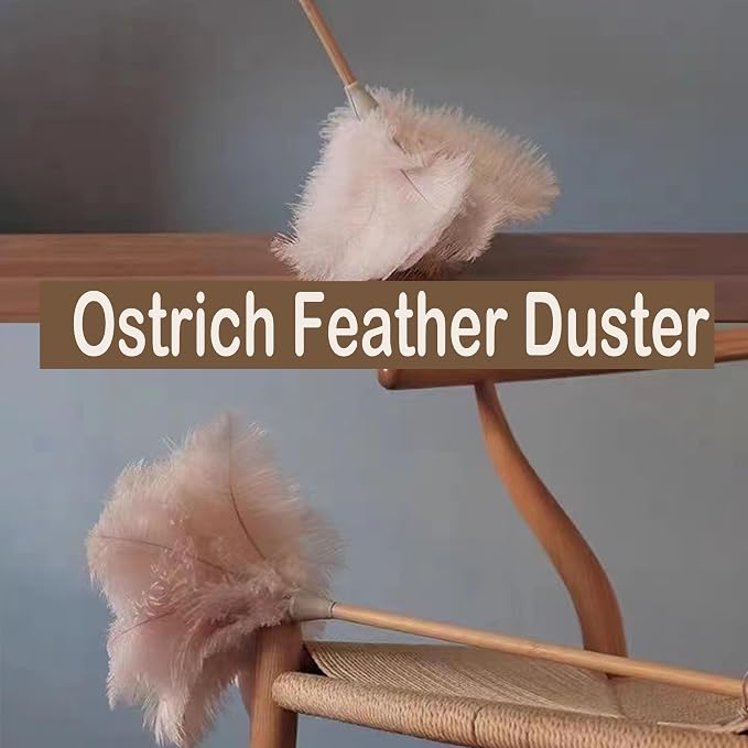 Ostrich Feather Dusters, Naturally Soft, Solid Wood Handle, 17.3'' Long - Image 5