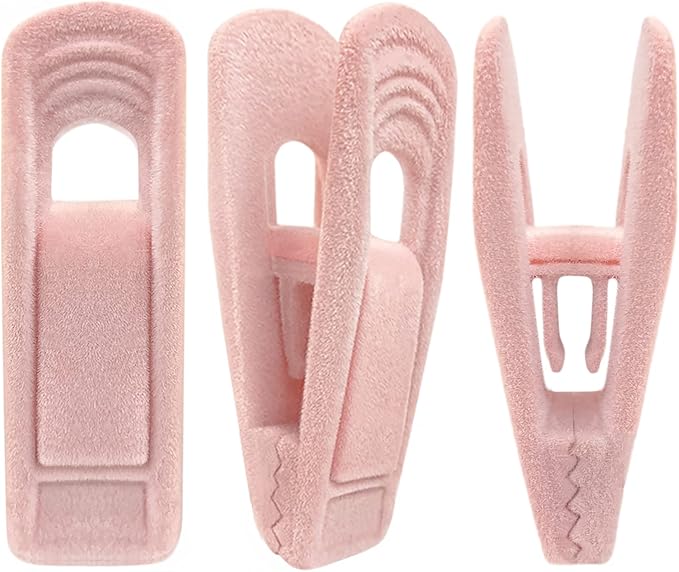 Light Pink Velvet Hangers Clips 40 PCS, Non-Slip Finger Clip by TOFIIGREM