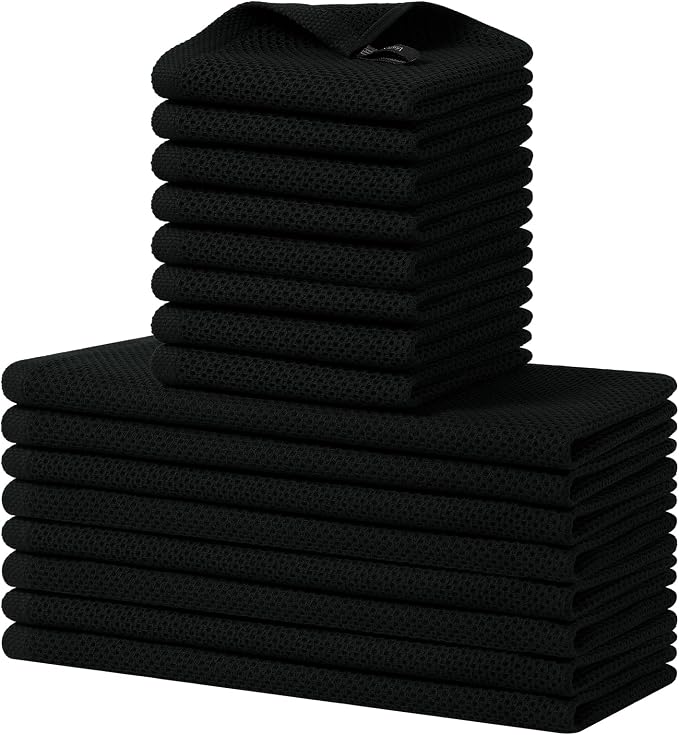 Homaxy 100% Cotton Kitchen Towels and Dishcloths Set, 12 x 12 Inches and 13 x by Homaxy