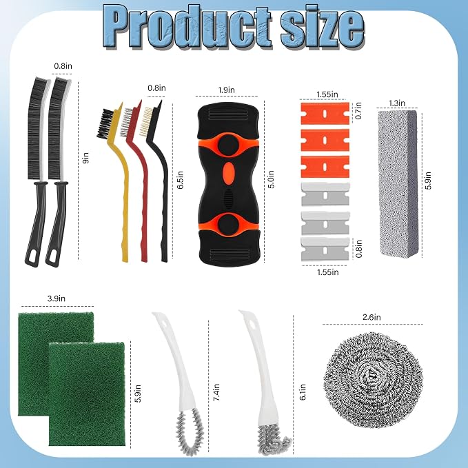 Heavy Duty Oven Cleaner Brush Set, Oven Cleaning Accessories Tools, - Image 2