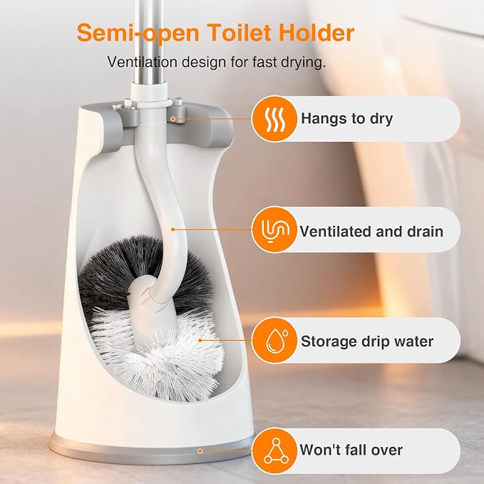 Lefree Toilet Brush and Holder Set, Bathroom Cleaner Brush Set, Curved Design - Image 6