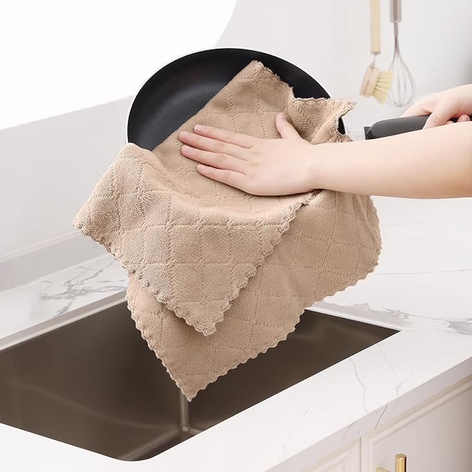 Homaxy 12 Pack Dish Towels for Kitchen, Super Soft and Absorbent Coral Velvet - Image 3
