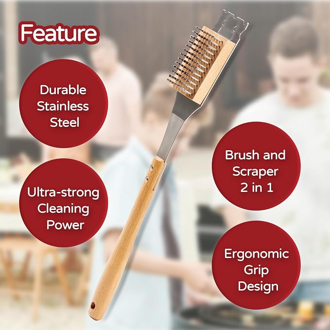 Pizza Oven Brush, 16.9 Inch Grill Cleaning Brush - Image 3