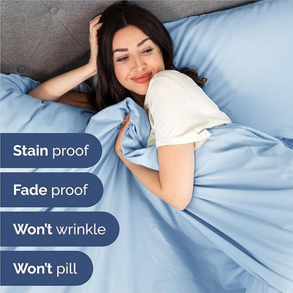 King Size 4 Piece Sheet Set - Comfy Breathable & Cooling Bed Sheets Set - Hotel Luxury Bedding for Women, Men, Kids, Teens, Boys & Girls - Deep Pockets, Soft and Wrinkle Free - Oeko-Tex - Light Blue