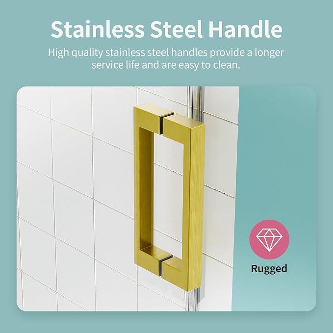 56-60" W x 76" H Frameless Soft-Close Sliding Shower Door, 3/8" SGCC Tempered - Image 7