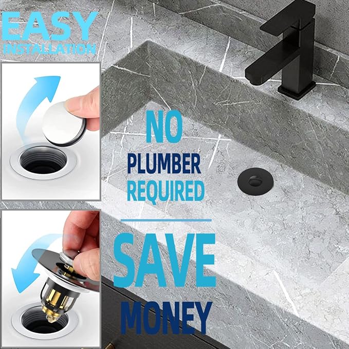 Universal Bathroom Sink Stopper, Pop Up Sink Stopper - Image 3