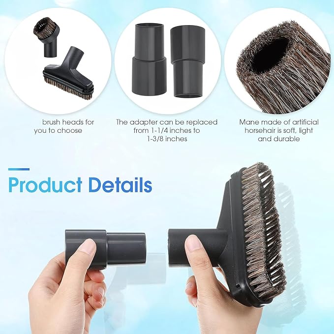 Vacuum Brushes 6PC, 1.26inch Horse Hair Vacuum Attachment, 5.9inch Vacuum Floor - Image 4