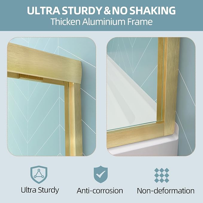 GETPRO Shower Door Double Sliding 68-72 in. W x 72 in. H Semi-Frameless Bypasss - Image 7