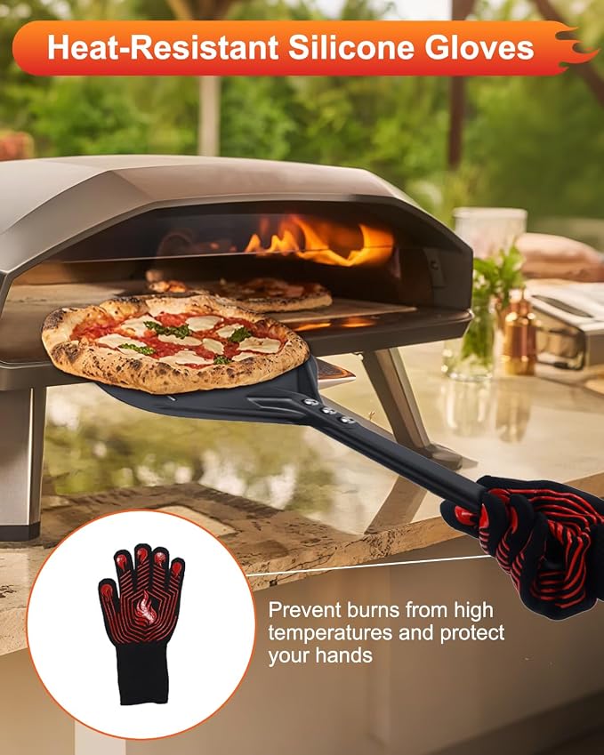 6PCS Pizza Turning Peel, 9 &12 Inch Perforated Pizza Peel, Pizza Brush - Image 5