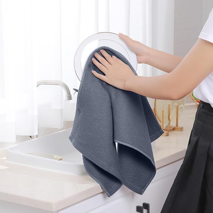 Homaxy 100% Cotton Waffle Weave Kitchen Towels, Quick Drying Cleaning Towels - Image 4