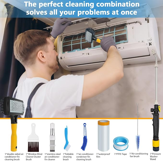 Aufind 7 PCS Different Air Conditioner Fin Cleaner kit, Brush Condenser Ac Coil - Image 2