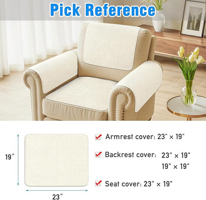Couch Arm Covers, Sofa Arm Covers, Waterproof Armrest Cover for Sofa, Armchair, Loveseat, Headrest Cover, Non-Slip Recliner Arm Cover, Arm Chair Covers Set of 2 (Beige, 23"×19")