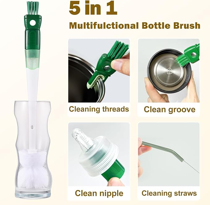 XYFuuee 5 Pack Dish Bottle Brush Set - Image 2