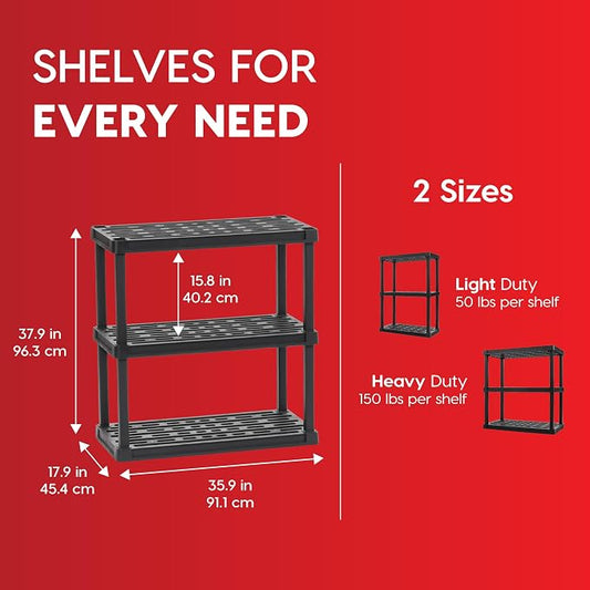 IRIS USA 3-Shelf Heavy Duty Plastic Storage Shelves, 450lb Capacity, Large - Image 2