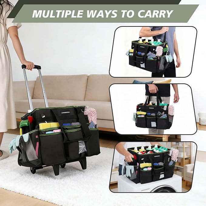 Large Rolling Cleaning Caddy Bag, Cleaning Caddy - Image 7