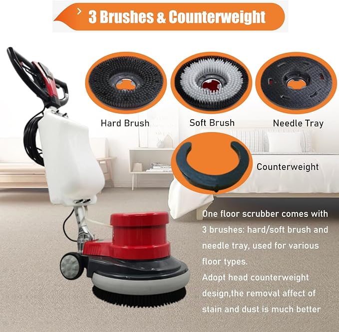 Commercial Floor Cleaning Machine 17" Floor Cleaner and Polisher Industrial - Image 4