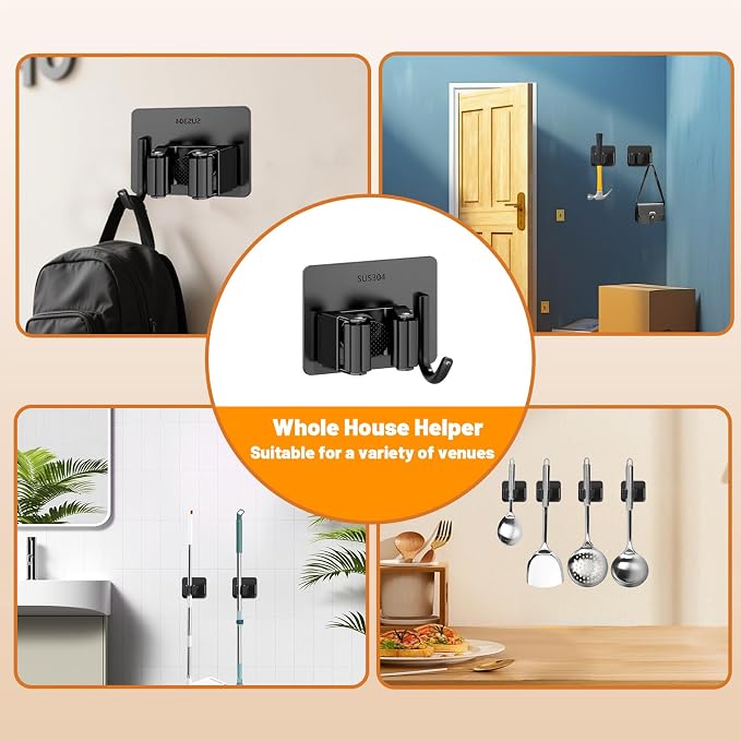 6 Pack Mop and Broom Holder Wall Mount - Image 3