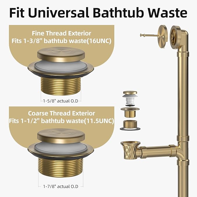 Brushed Gold Tub Drain Kit - Image 4