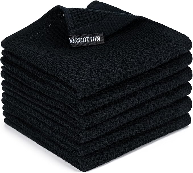 BOOMIBOO 6-Pack Kitchen Dish Cloths, 100% Cotton Waffle Weave, Ultra Soft by BOOMIBOO
