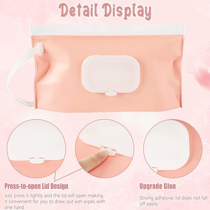 FEBSNOW 4 Pack Baby Wipes Dispenser, Portable Refillable Wipe Holder Baby Wipes - Image 3