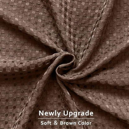MIYE Pleated Waffle Weave Bed Skirt, Tailored Dust Ruffle 14 Inch Drop Easy Fit, Machine Washable (Brown, Queen - 14" Drop)