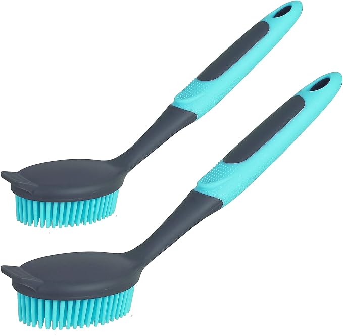 PHYEX 2-Pack Dish Brush with Handle, Kitchen Dish Scrubber Soft Dishwashing by PHYEX