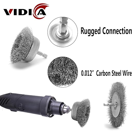 Wire Brush for Drill Set 9Pcs, Abrasive Wire Wheel for 1/4 Inch Hex Shank - Image 4