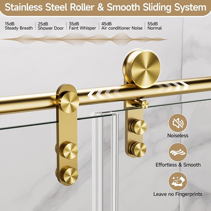 Frameless Bathtub Shower Door, 56-60" W x 60" H Single Sliding Tub Shower Glass - Image 4