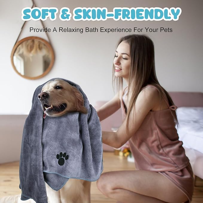 Microfiber Dog Towels for Drying Dogs, Super Absorbent and Soft Pet Grooming - Image 5