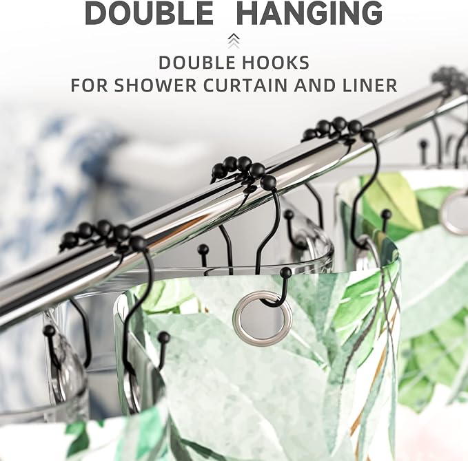 Shower Curtain Hooks Shower Curtain Rings Black Shower Curtain Hooks RustProof - Image 5