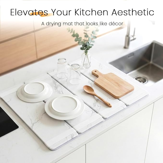 Large Stone Drying Mat for Kitchen Counter, Easier Cleanup - Image 5