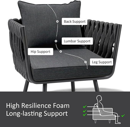Outdoor Patio Chair Cushions Set, 22" x 22", Set of 2, Water-Repellent, Fade Resistant, Deep Seat Bottom and Back Cushion for Backyard, Couch, Sofa and Patio Furniture, Charcoal