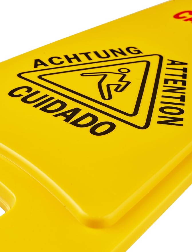 Wet Floor Sign, Slippery When Wet A-Frame Caution Sign, Bright Yellow - Image 2