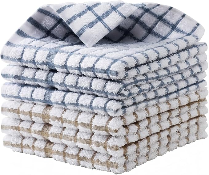 Egles 6 Packs Kitchen Dishcloths 100% Cotton Grid Terry Dish Cloths 12.5" x by Egles