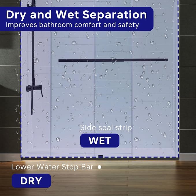 WOODBRIDGE Frameless Shower Doors 56-60" Width x 76" Height - Image 9