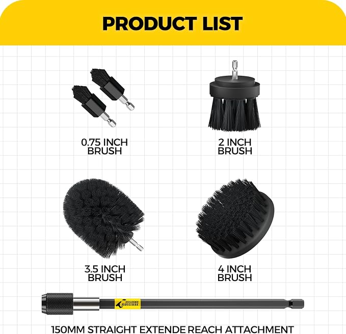 Holikme 6Pack Drill Brush Power Scrubber Cleaning Brush Extended Long - Image 7