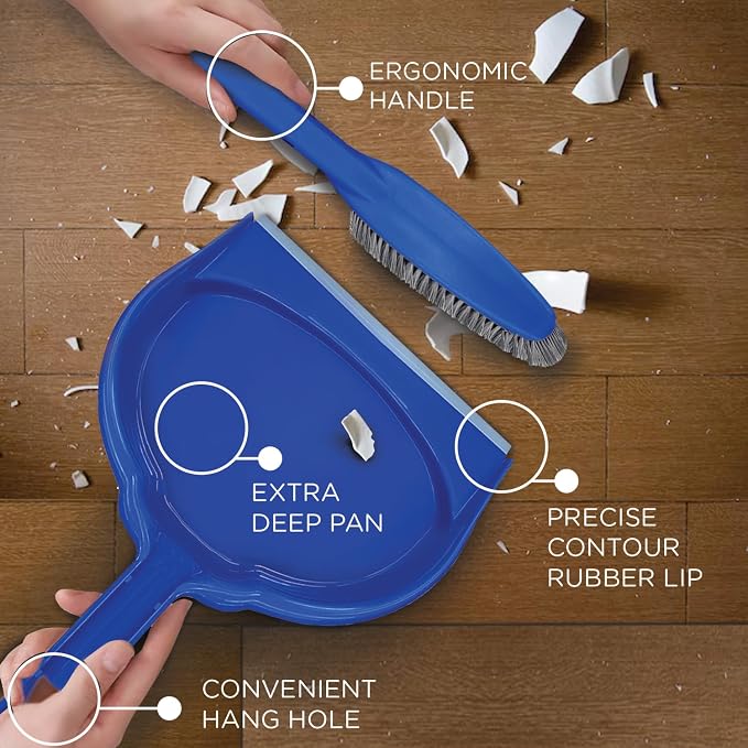 LOLA Clip On Dust Pan & Brush Set, w/Easy Dust, Dirt & Debris Catching Rubber - Image 3