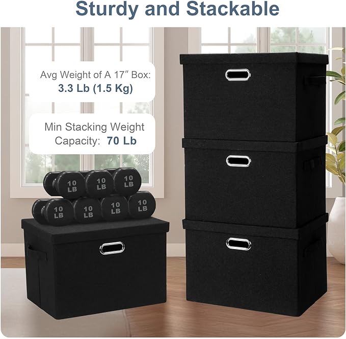 Large 17" 36 Quart Collapsible Stackable Storage Bins - Image 4