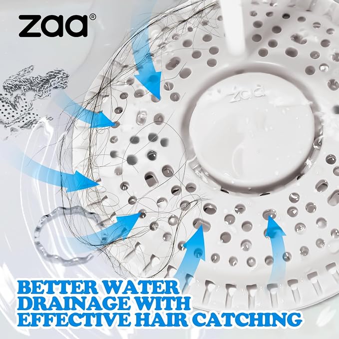 zaa Shower Drain Hair Catcher, 2 Pack Premium Silicone Drain Protector & Shower - Image 2