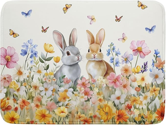 Spring Easter Rabbit Dish Drying Mat by Sweetshow