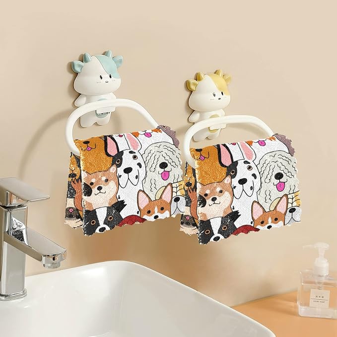 Dish Towels Kitchen Cleaning Cloths Cute Doodle Dog Print Animal Dish Cloths - Image 5