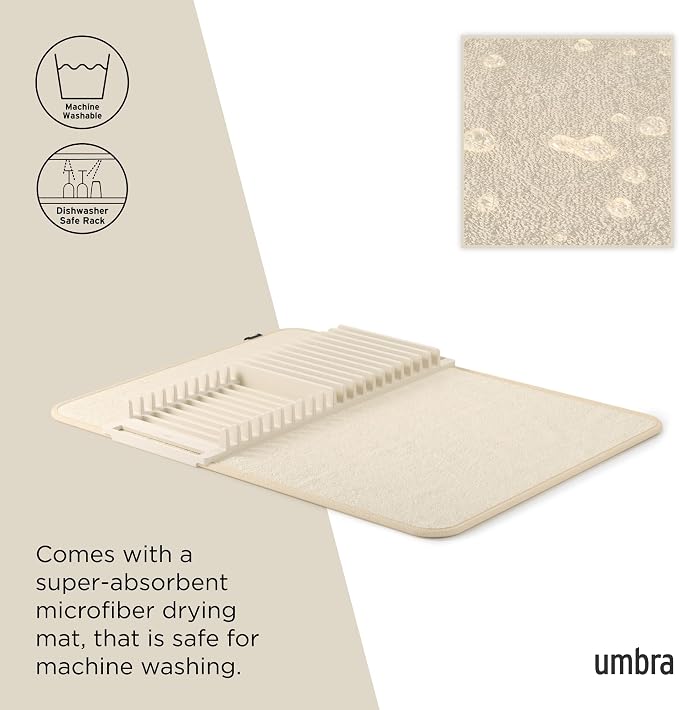 Umbra 330720-354 UDRY Rack and Microfiber Dish Drying Mat-Space-Saving - Image 5
